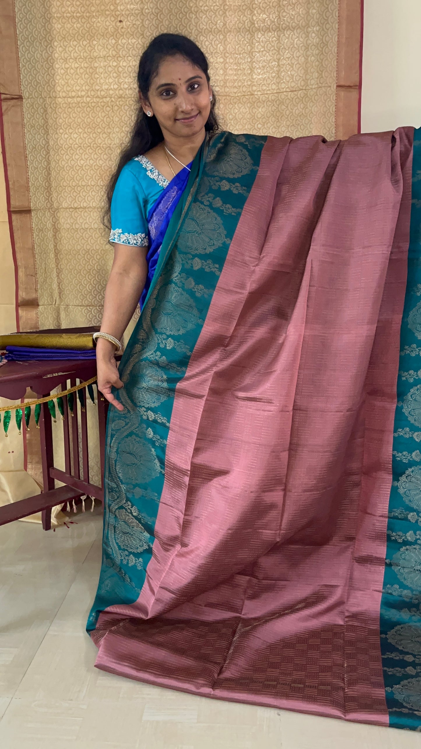 Peacock border pure handloom double warp beautiful pure Silk Saree