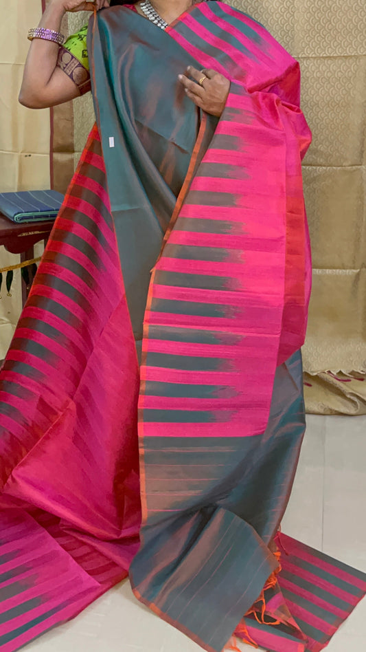 Pure handloom double warp beautiful soft Silk Saree : Pretty Pink