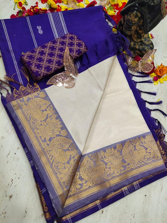 Vegan Banana Pith Silk Saree with kanchi border