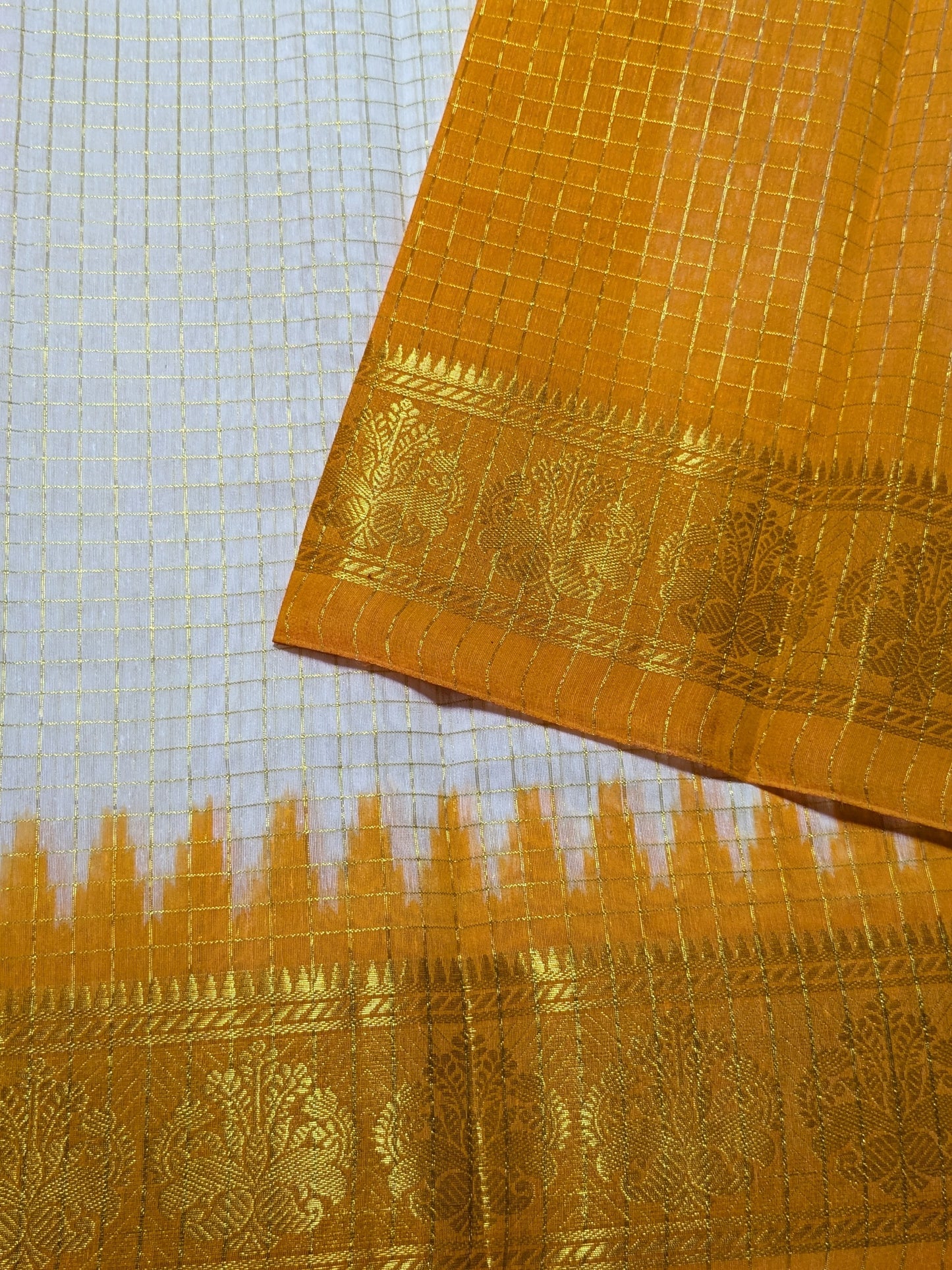 Exclusive Madurai Cotton Ganga Jamuna border with blouse