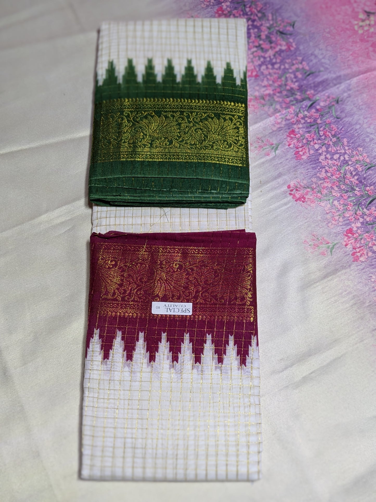 Exclusive Madurai Cotton Ganga Jamuna border with blouse