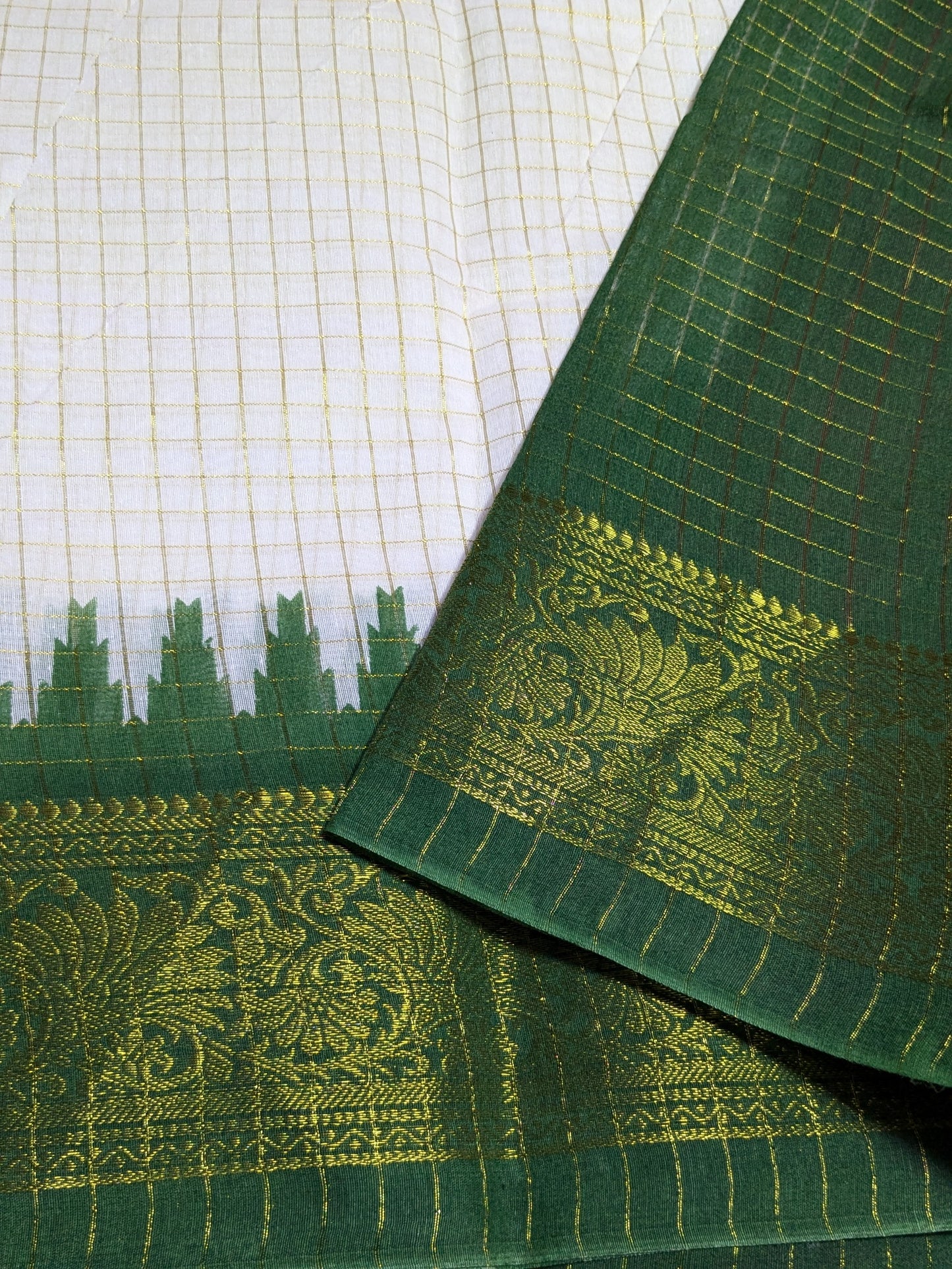 Exclusive Madurai Cotton Ganga Jamuna border with blouse