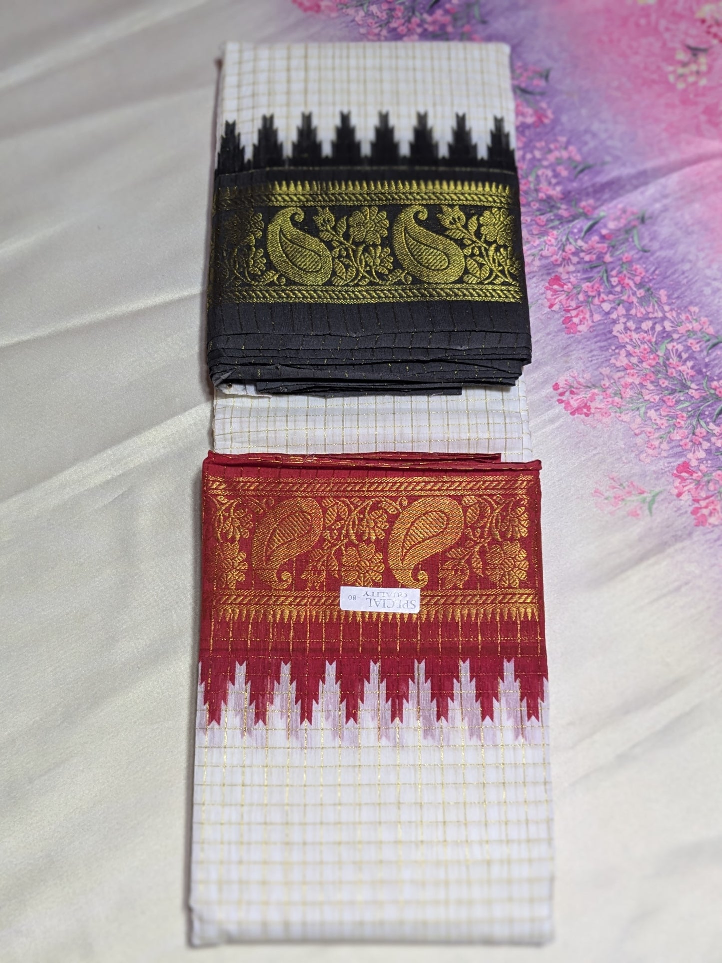 Exclusive Madurai Cotton Ganga Jamuna border with blouse