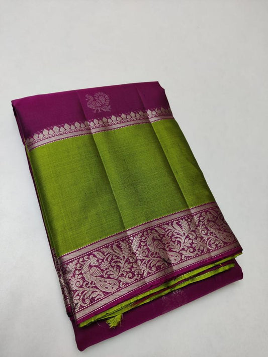 Pure Handloom Kanchivaram silk saree with rettai border