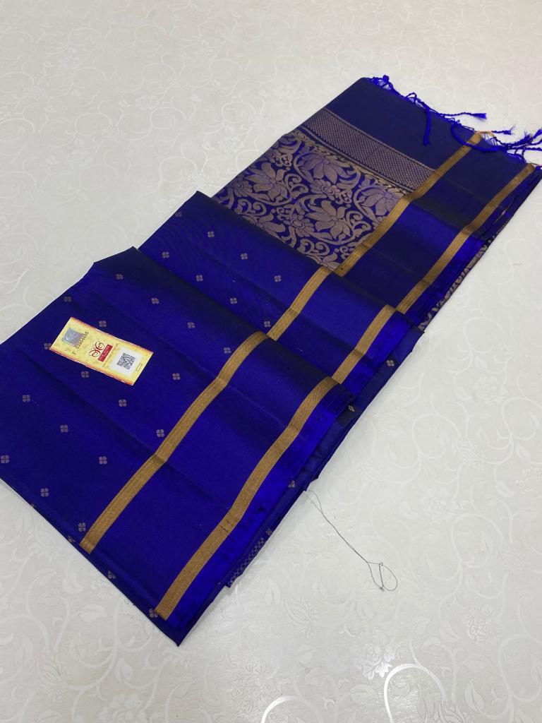 Beautiful Rettai border Double Warp self color Pure Soft Silk Saree