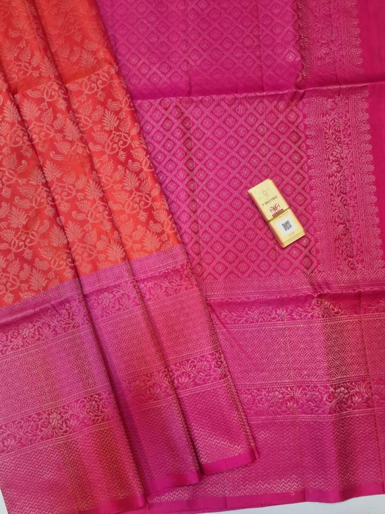 Orange with Pink Gorgeous Soft Silk Saree