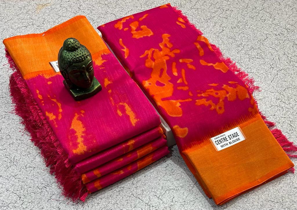 Dye print with jalar work cotton saree