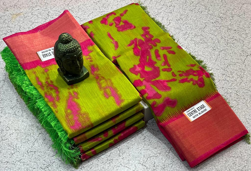 Dye print with jalar work cotton saree