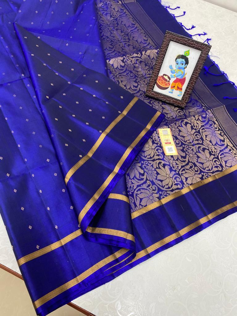 Beautiful Rettai border Double Warp self color Pure Soft Silk Saree