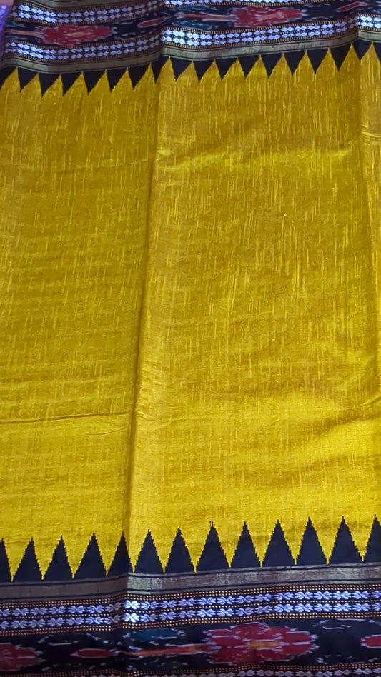 Original double side temple border Raw silk handloom Saree with silkmark hologram