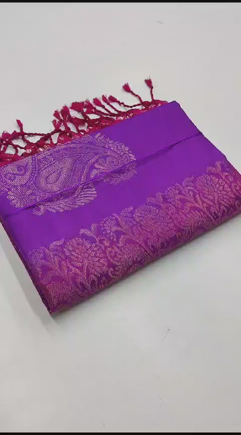 Majestic magenta with pretty pink : pure handloom soft silk saree