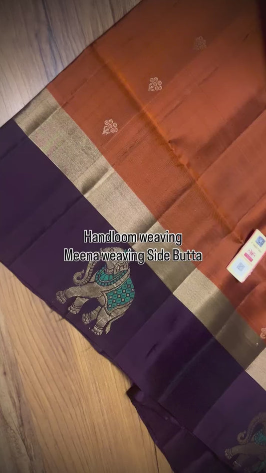 Festival collection Pure Silk saree pretty detailed elephants border #1436