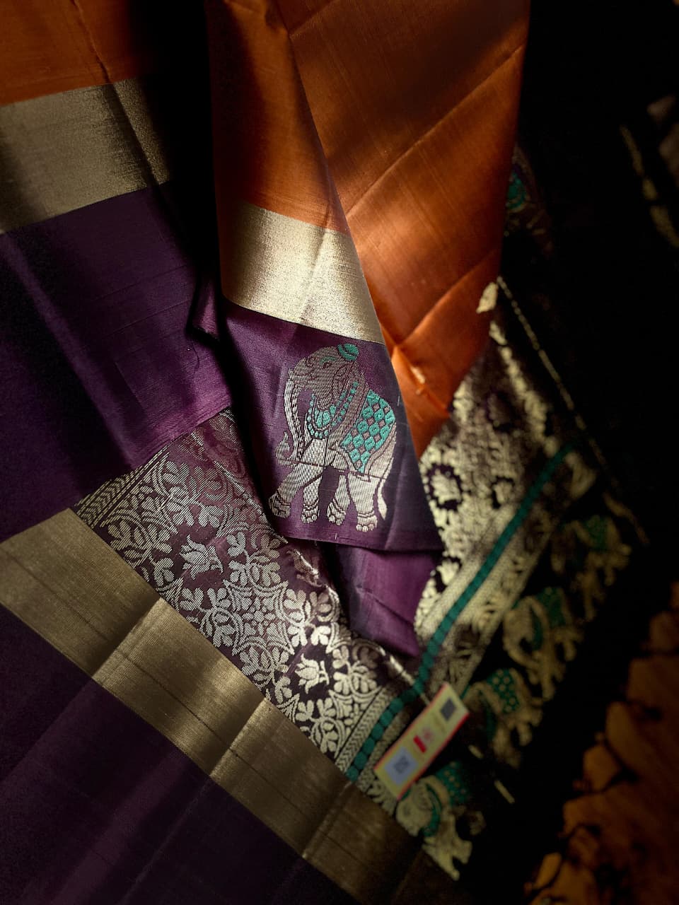 Festival collection Pure Silk saree pretty detailed elephants border #1436