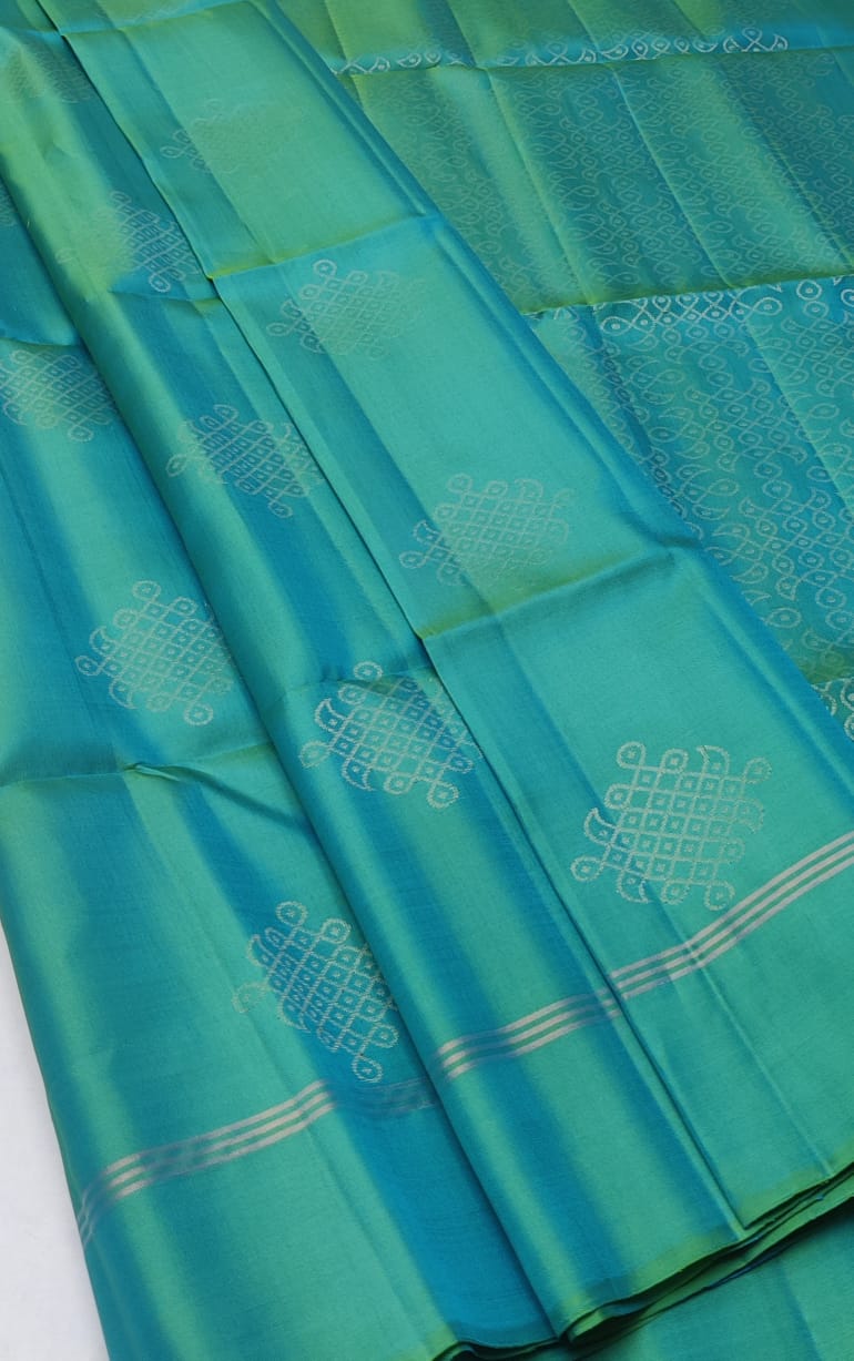 Trisha Light Ramagreen Pure Silk Kolam saree #1437