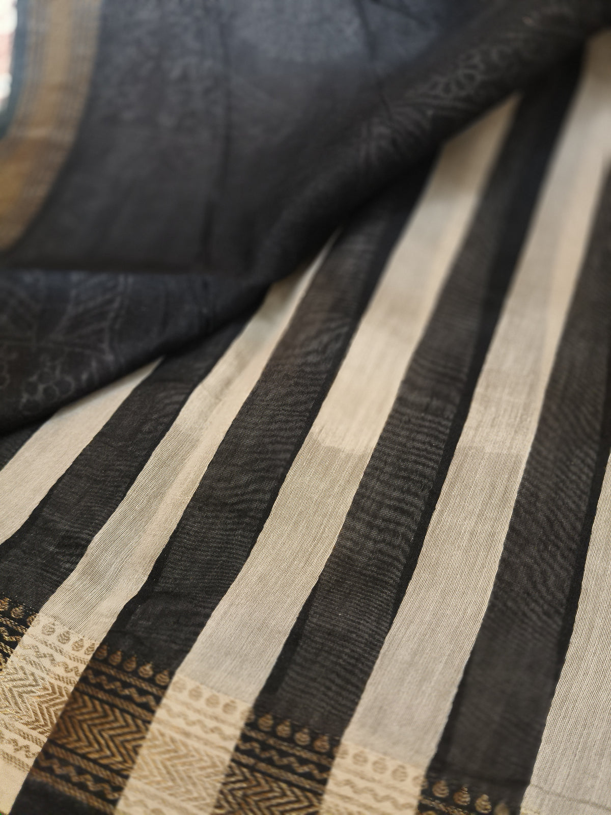 Trendy striped modal silk saree : maheswari silk: ready for delivery