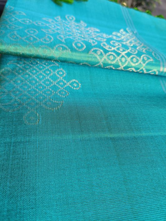 Trisha Light Ramagreen Pure Silk Kolam saree #1437