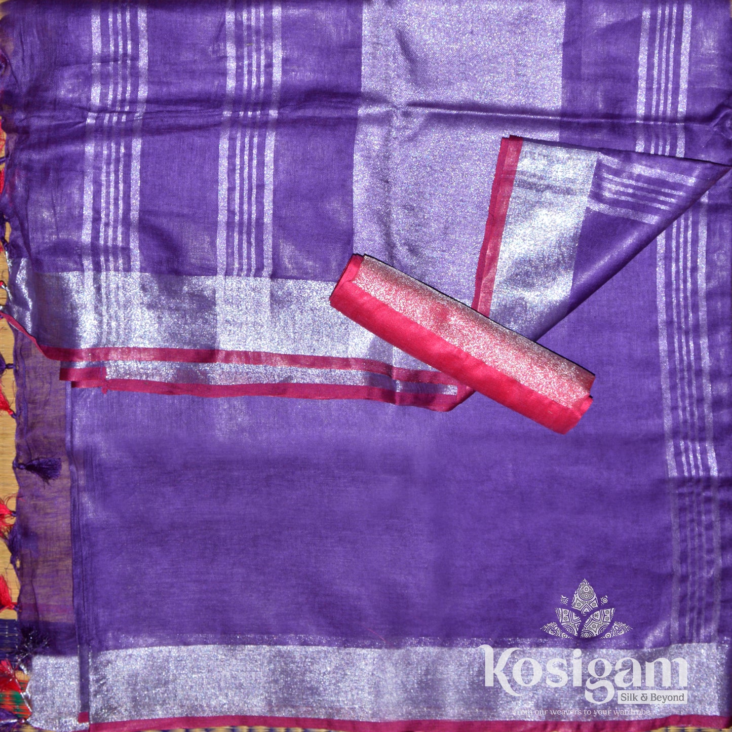 Purple linen saree