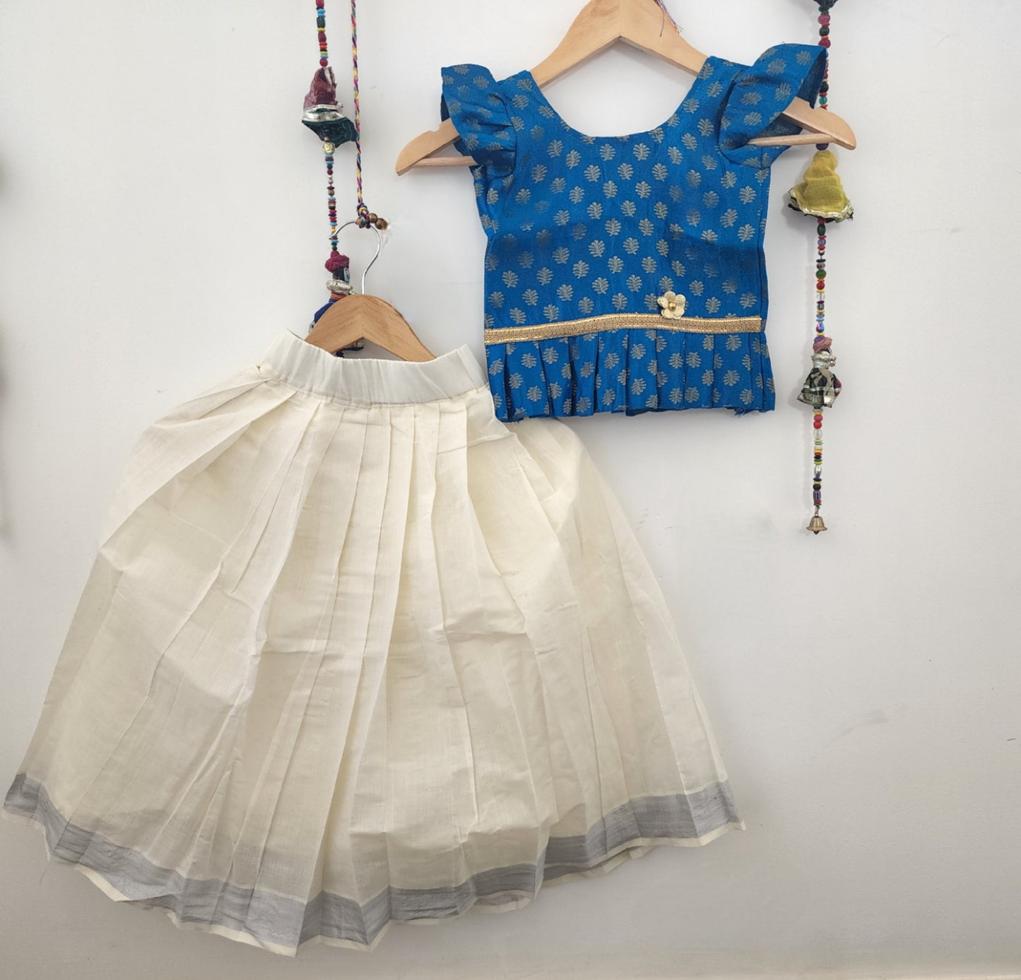 Cotton Lehenga with detailed banarasi top for 1 to 3 years