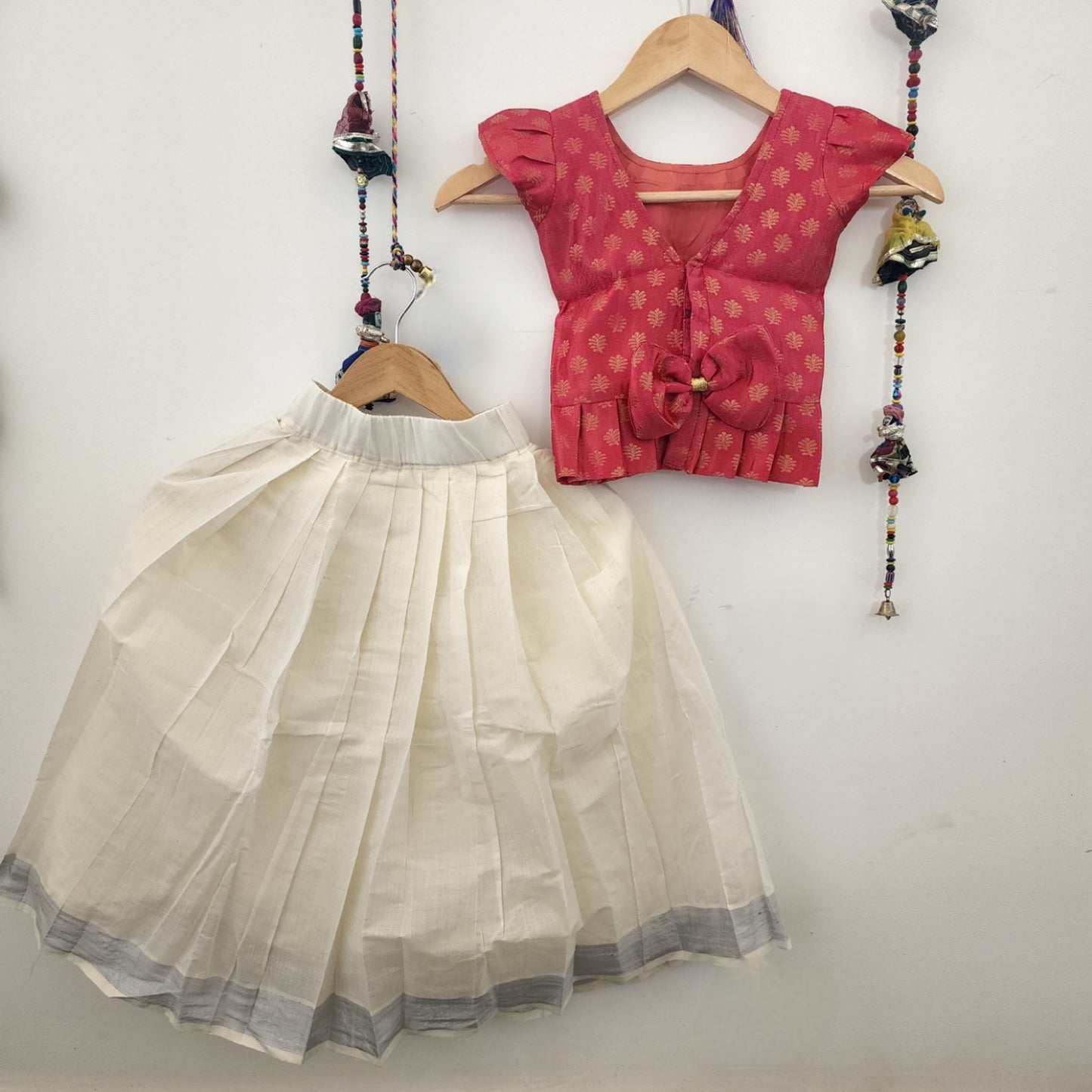 Cotton Lehenga with detailed banarasi top for 1 to 3 years