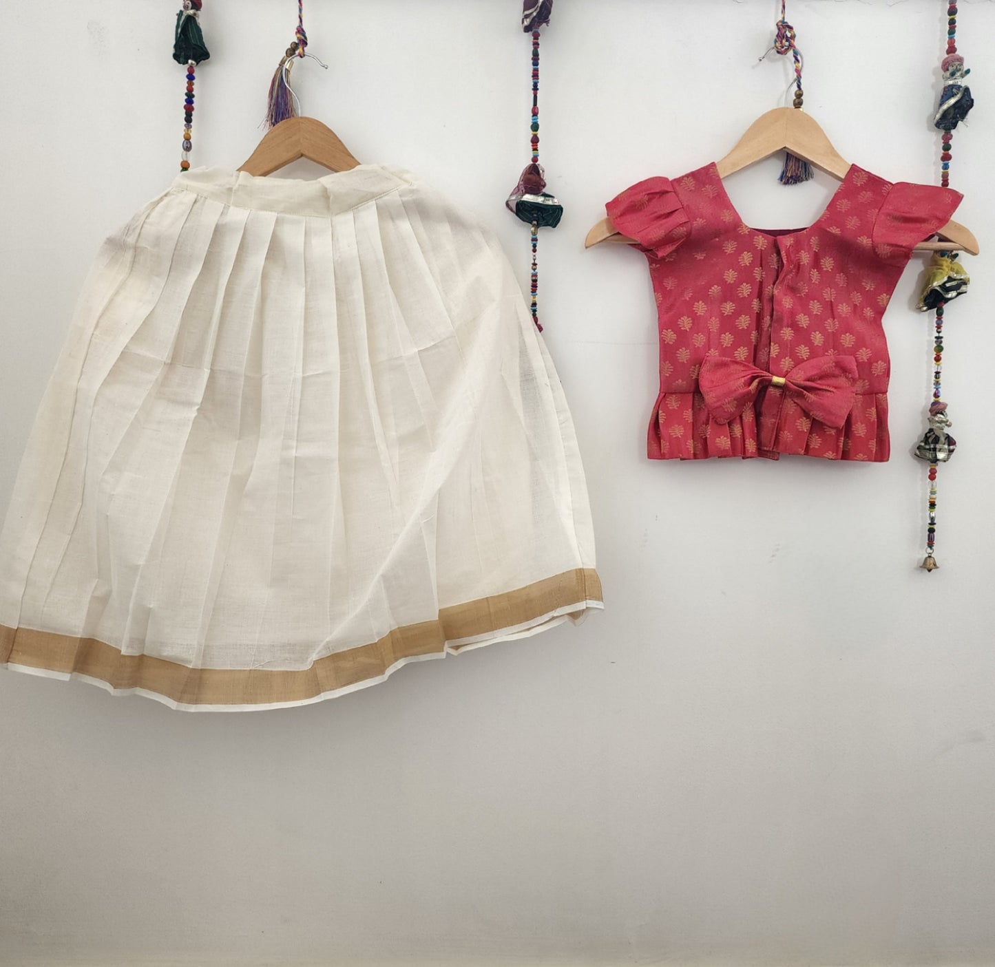 Cotton Lehenga with detailed banarasi top for 1 to 3 years