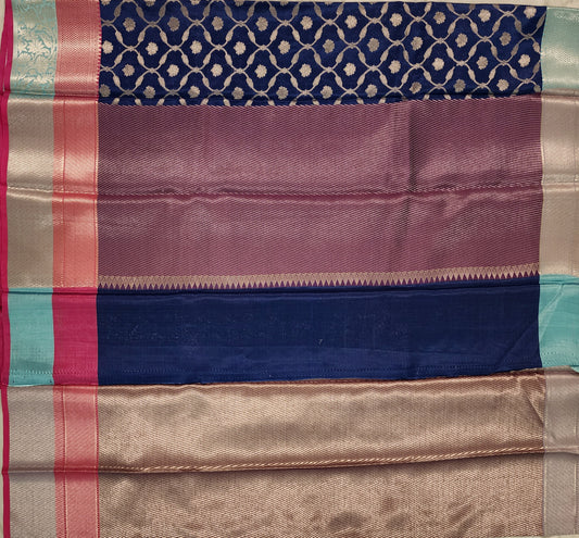 Royal Blue Banarasi Tissue handloom Saree