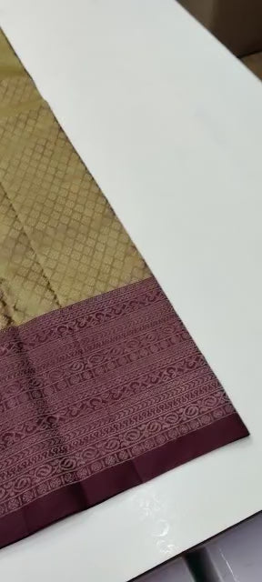 Unique contrast color pure Kanchipuram silk saree