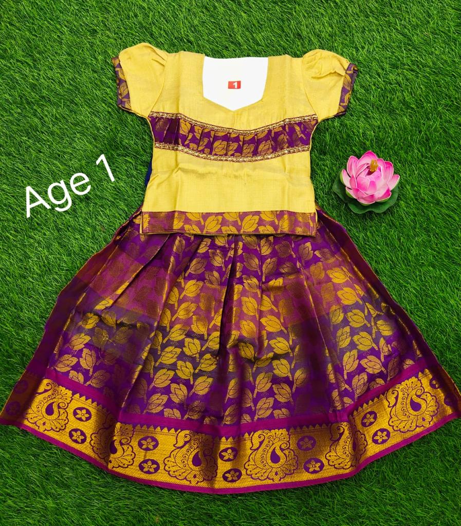 Ethnic kids ready to wear pattu pavadai