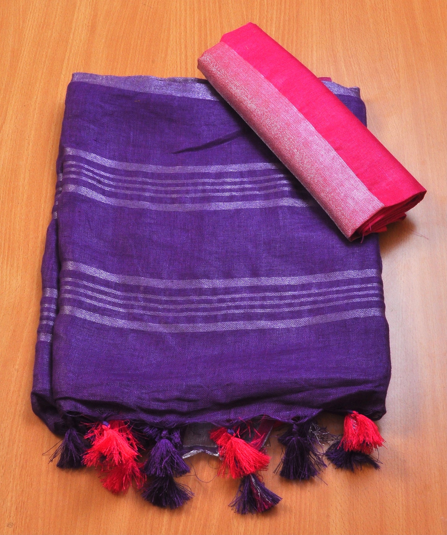 Purple linen saree