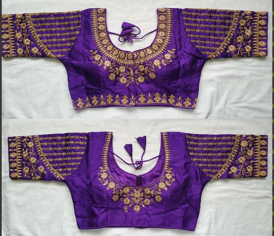 Purple Traditional ''Ready to Wear' blouse - Size 38 alterable upto 42