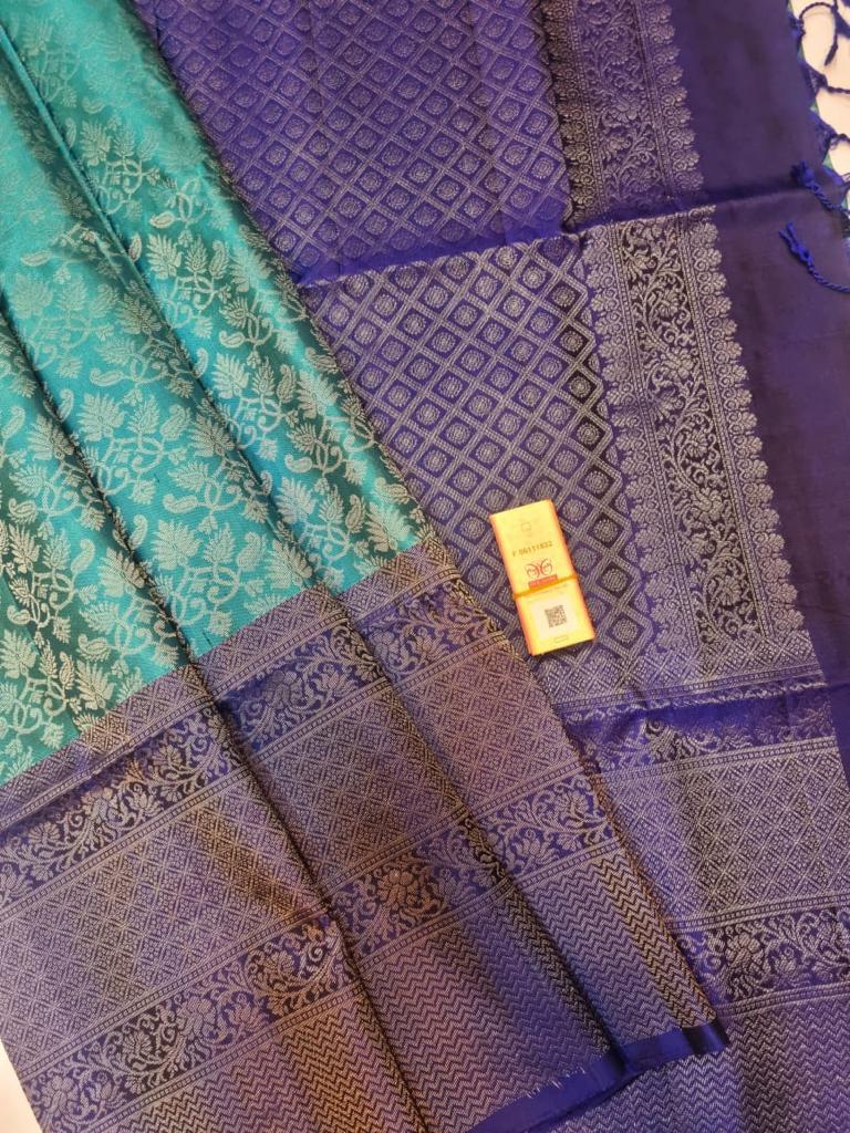 Sea Green and Blue Gorgeous Soft Silk Saree