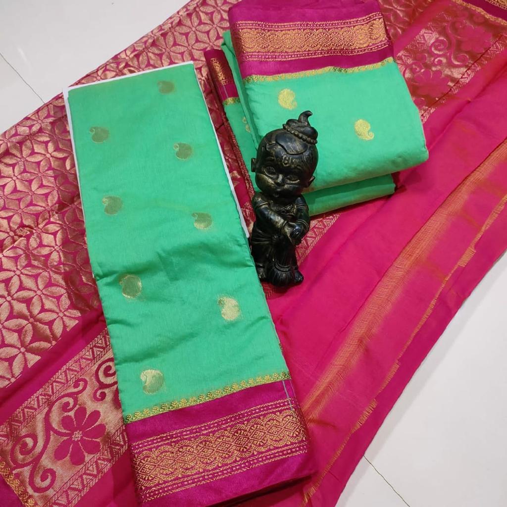 Kotta Cotton Sarees Rich pallu and contrast blouse