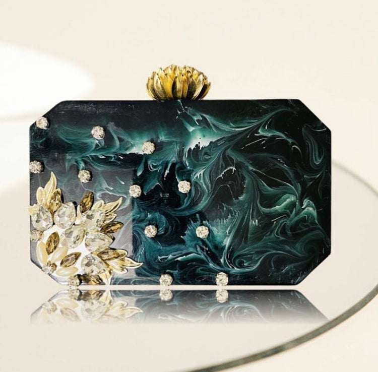 Green Resin rectangular clutch