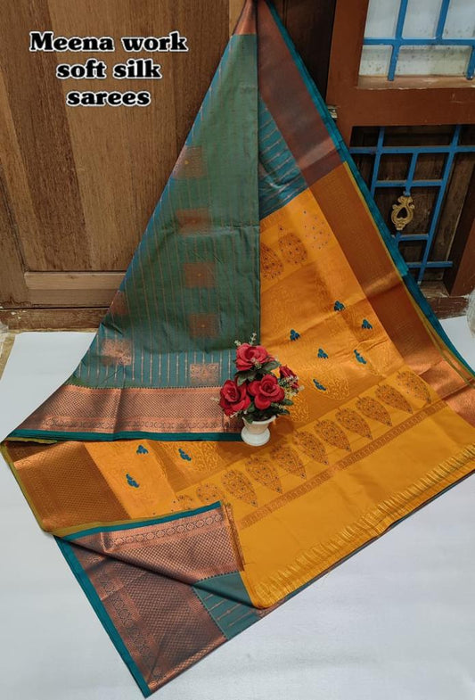 Exclusive Dharmavaram Meena Work soft silk Sarees