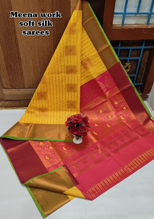 Exclusive Dharmavaram Meena Work soft silk Sarees