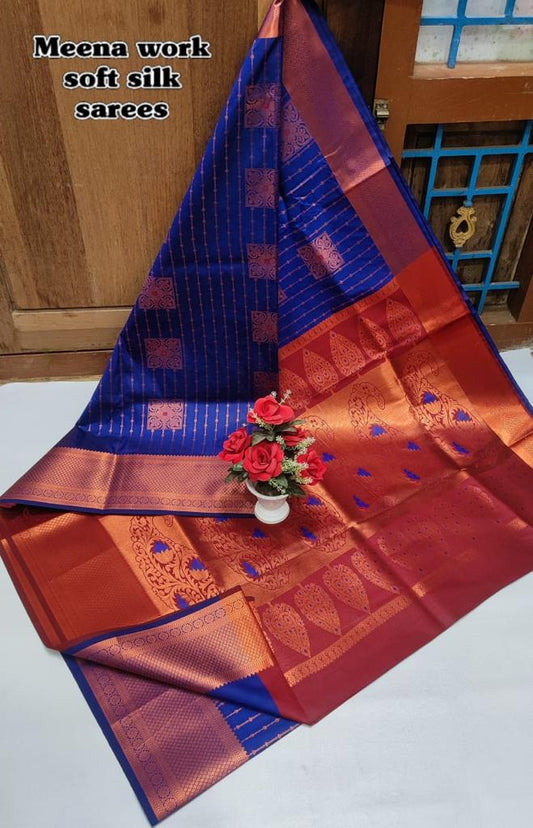 Exclusive Dharmavaram Meena Work soft silk Sarees