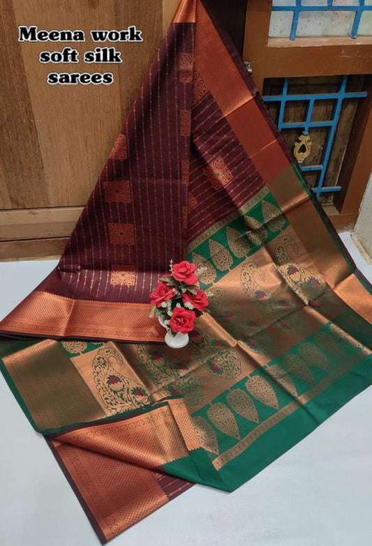 Exclusive Dharmavaram Meena Work soft silk Sarees