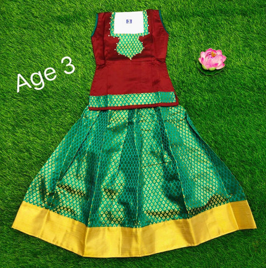 Ethnic kids ready to wear pattu pavadai