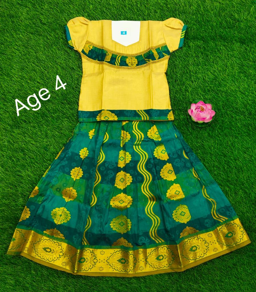 Ethnic kids ready to wear pattu pavadai