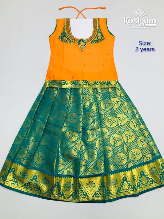 Ethnic kids ready to wear pattu pavadai