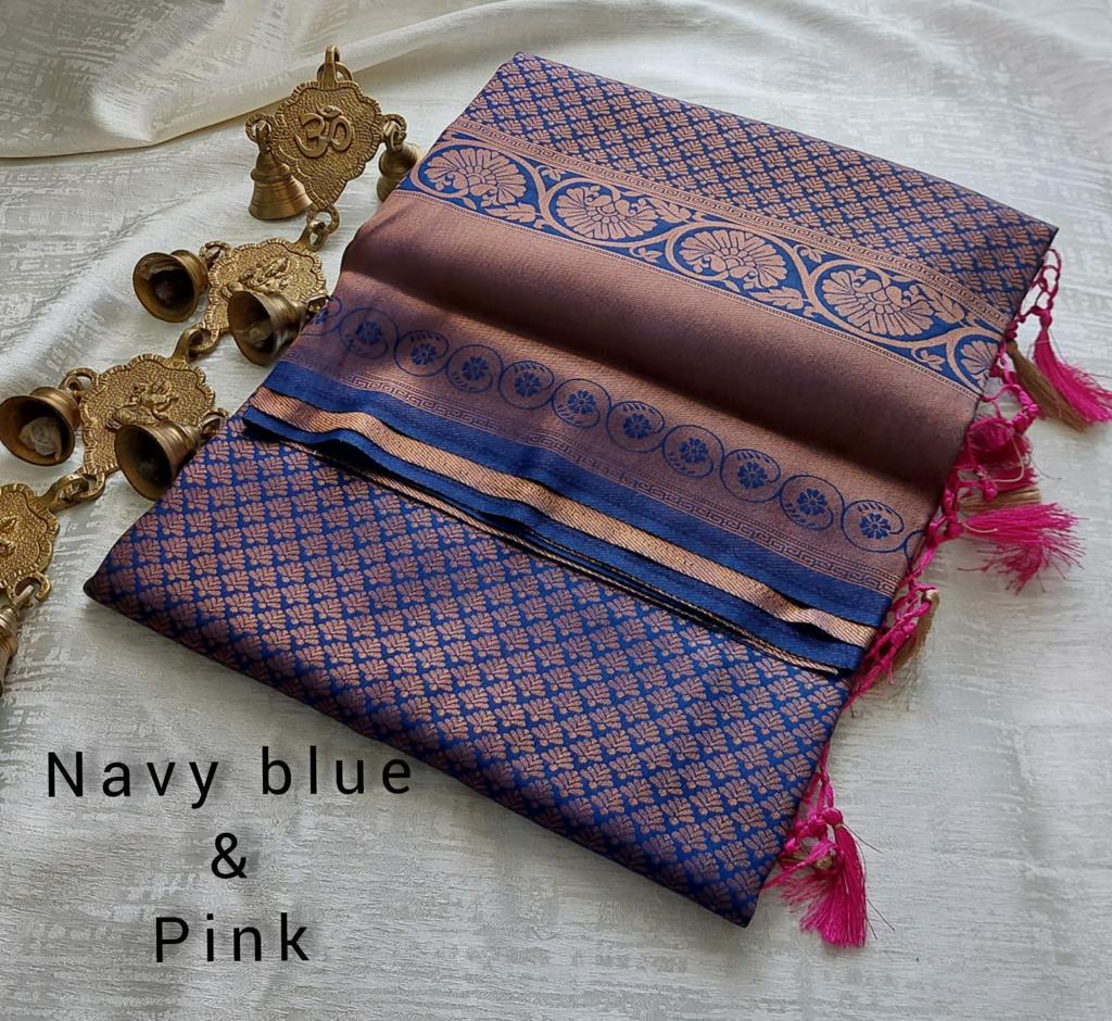 Banarasi Copper Zari Soft Silk Saree available in different colors