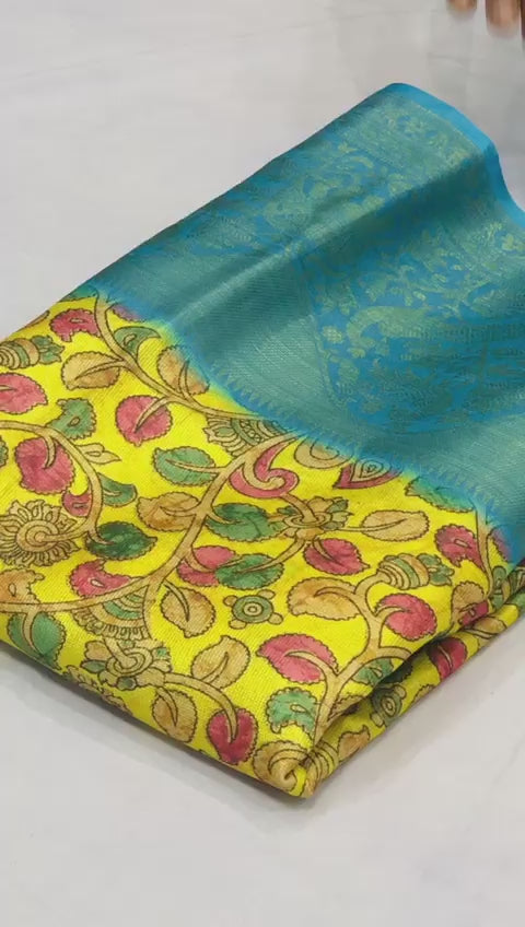 Digital Kalamkari Print Trending Saree