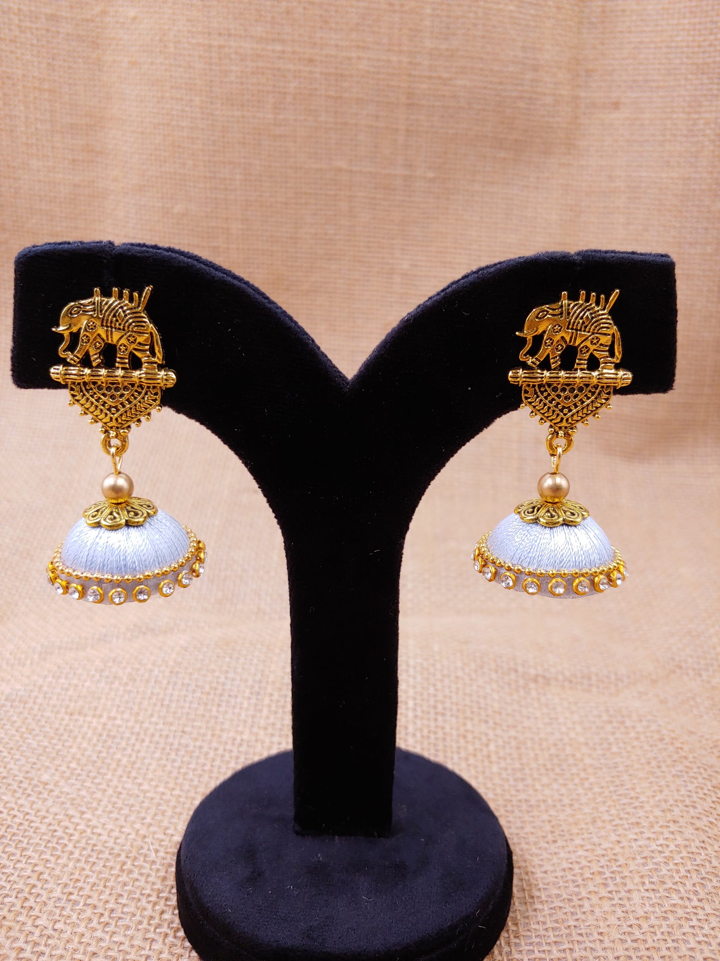 Traditional elephant Silk Thread Jhumkas