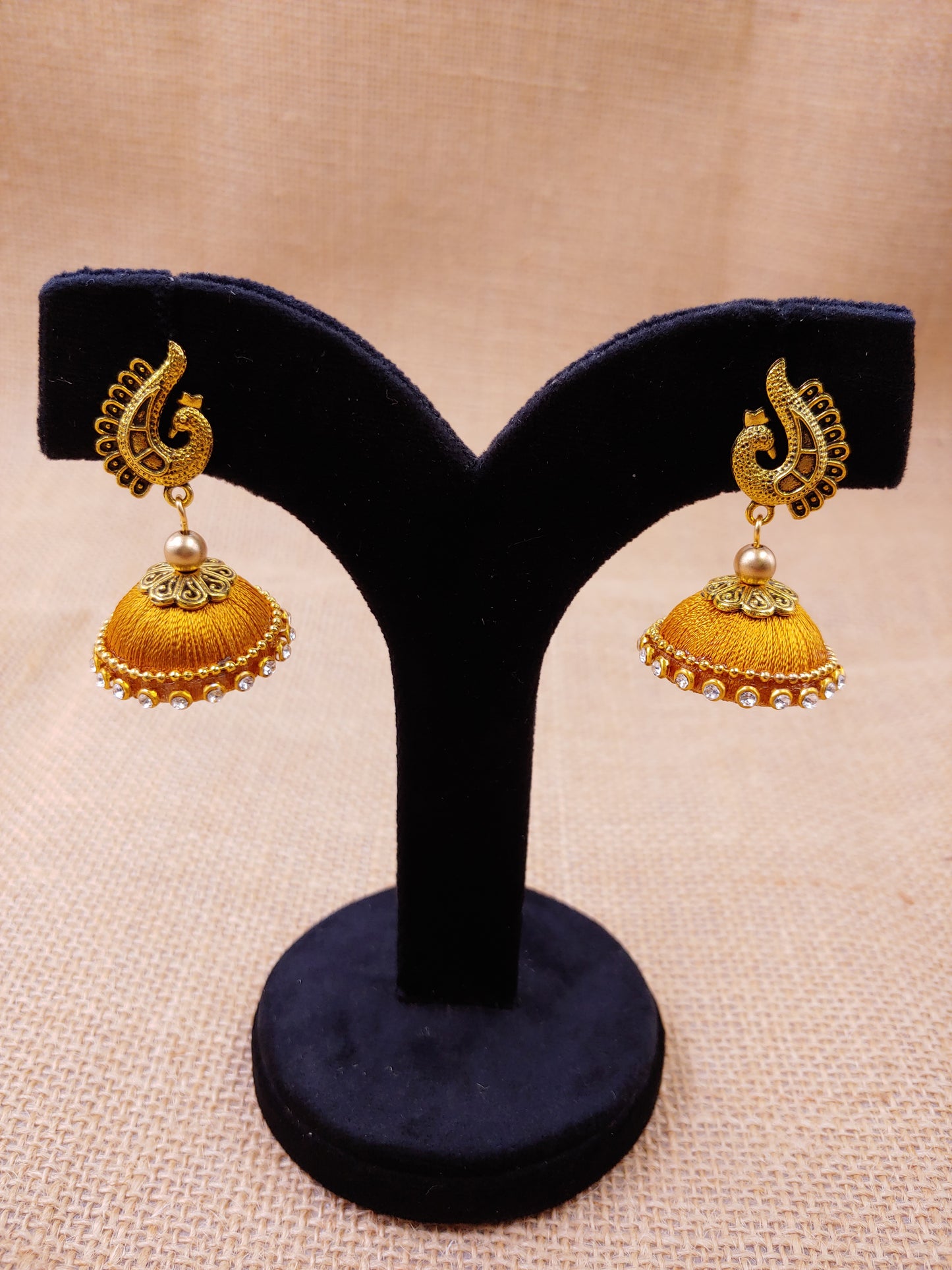 Traditional Peacock Silk Thread Jhumkas