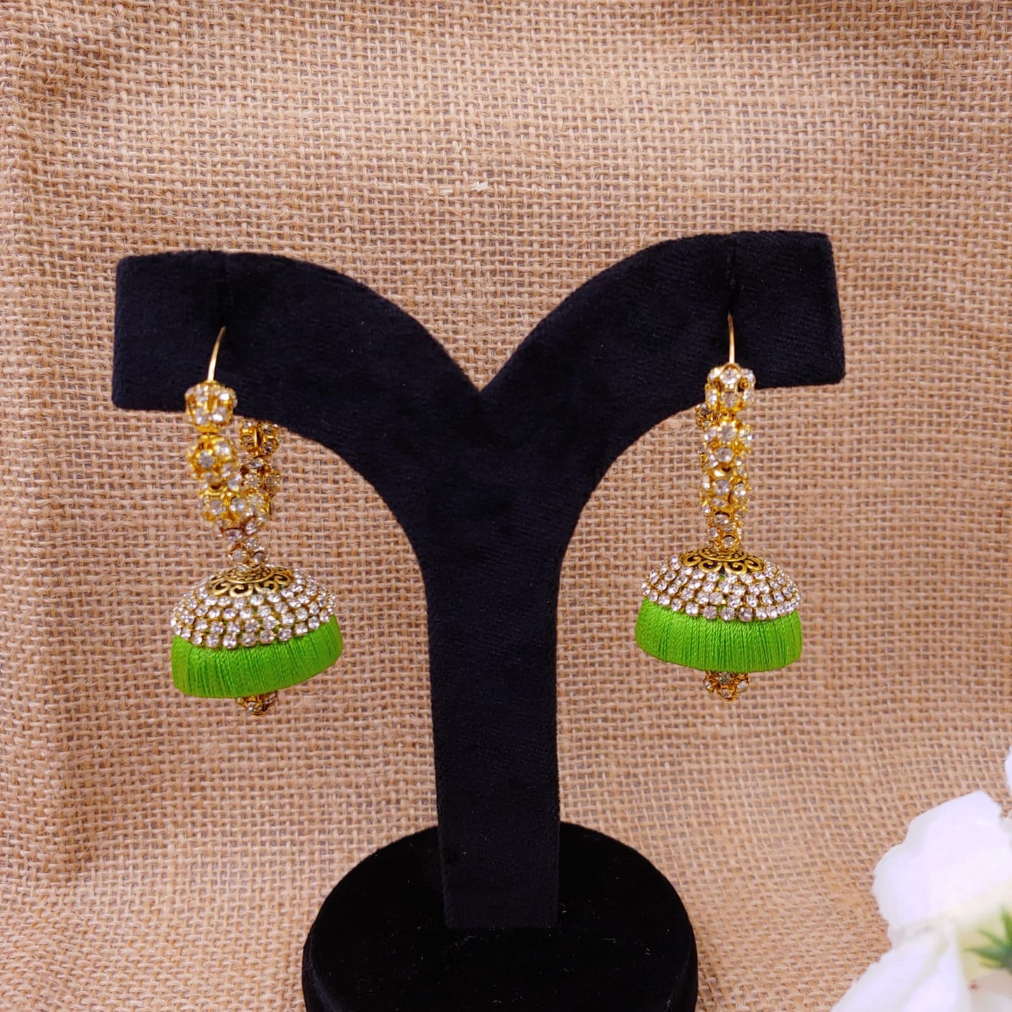 Stone work Silk Thread Jhumkas