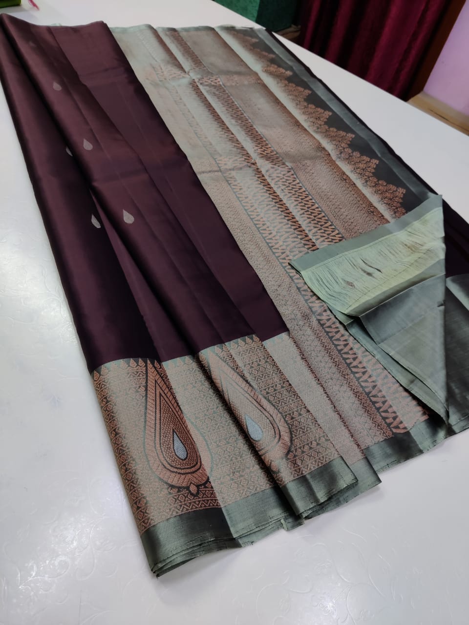 Pure Kanchipuram detailed border unique Silk Saree