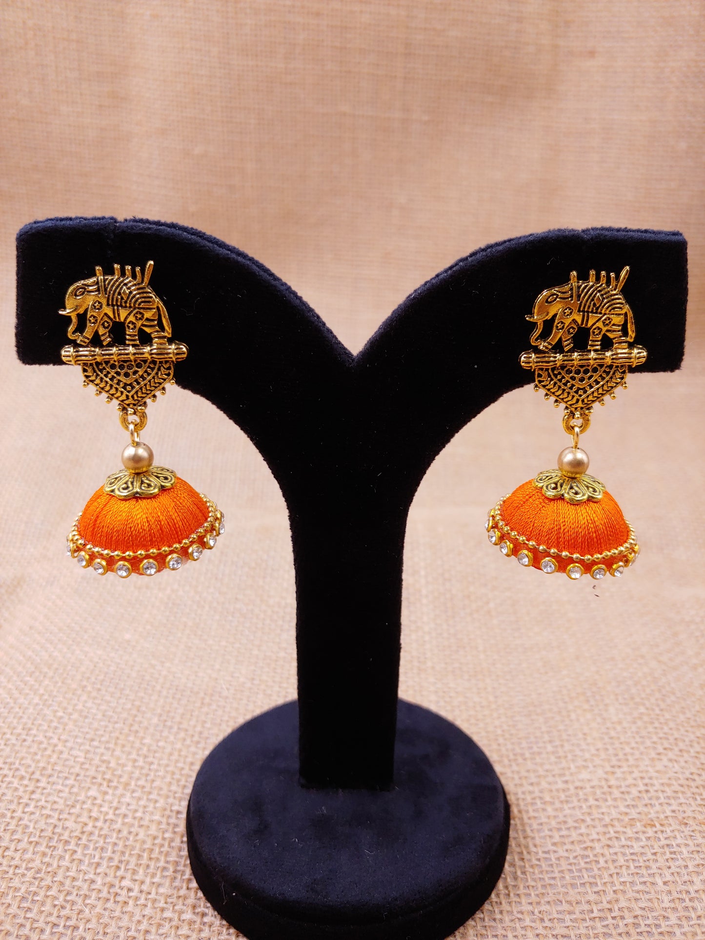 Traditional elephant Silk Thread Jhumkas