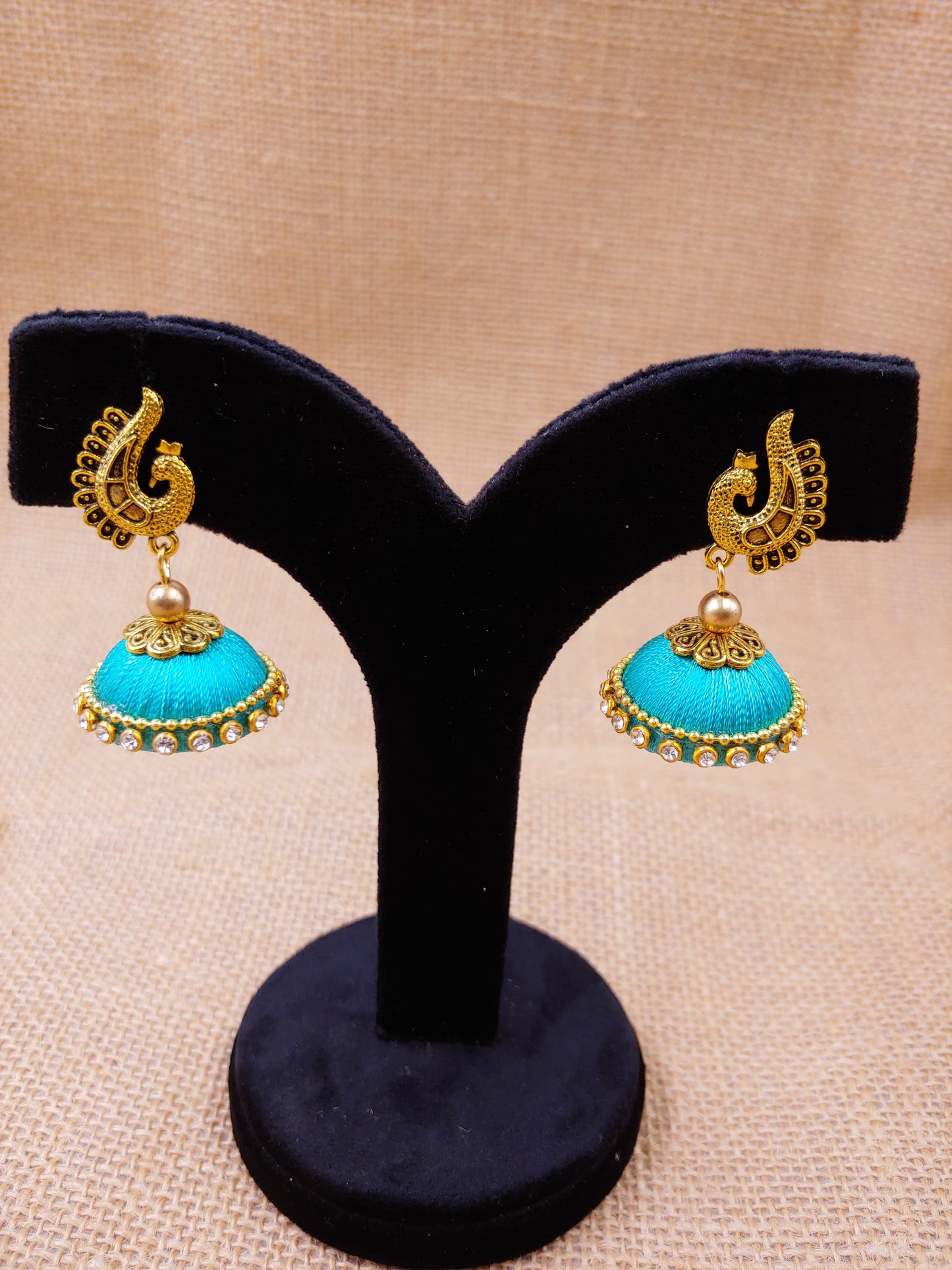 Traditional Peacock Silk Thread Jhumkas