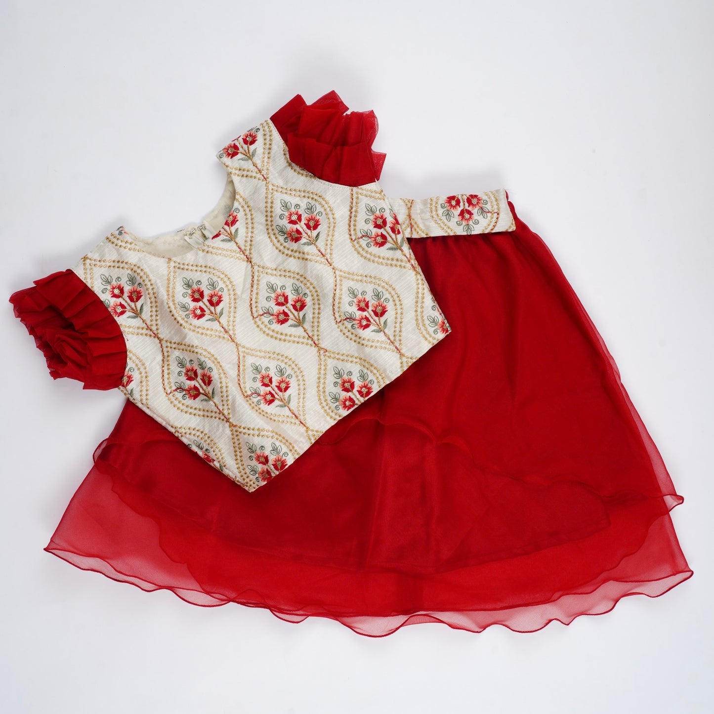 Banarasi top with Organza Lehenga for 0 to 6 years