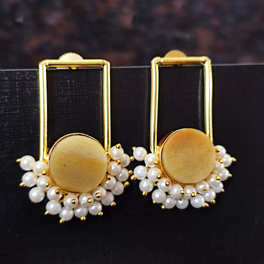 Natural Stone with Pearl Earrings