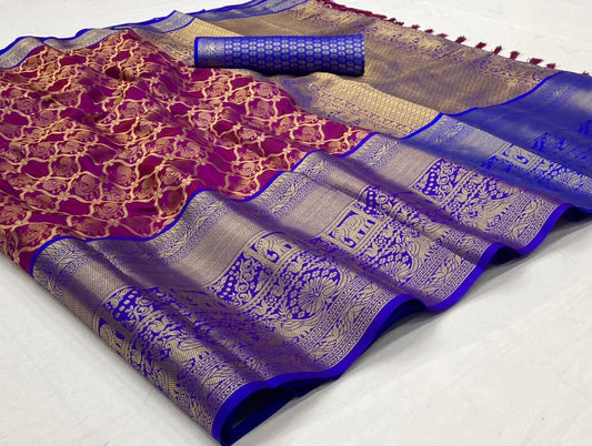 Purple Banarasi handloom Saree